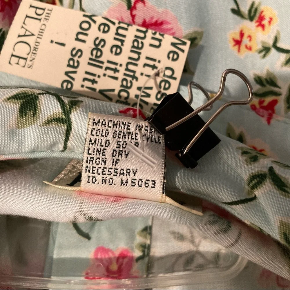 NWT Vintage The Children’s Place Pale Aquamarine Print Midi length dress, 6X-7 - Picture 7 of 7